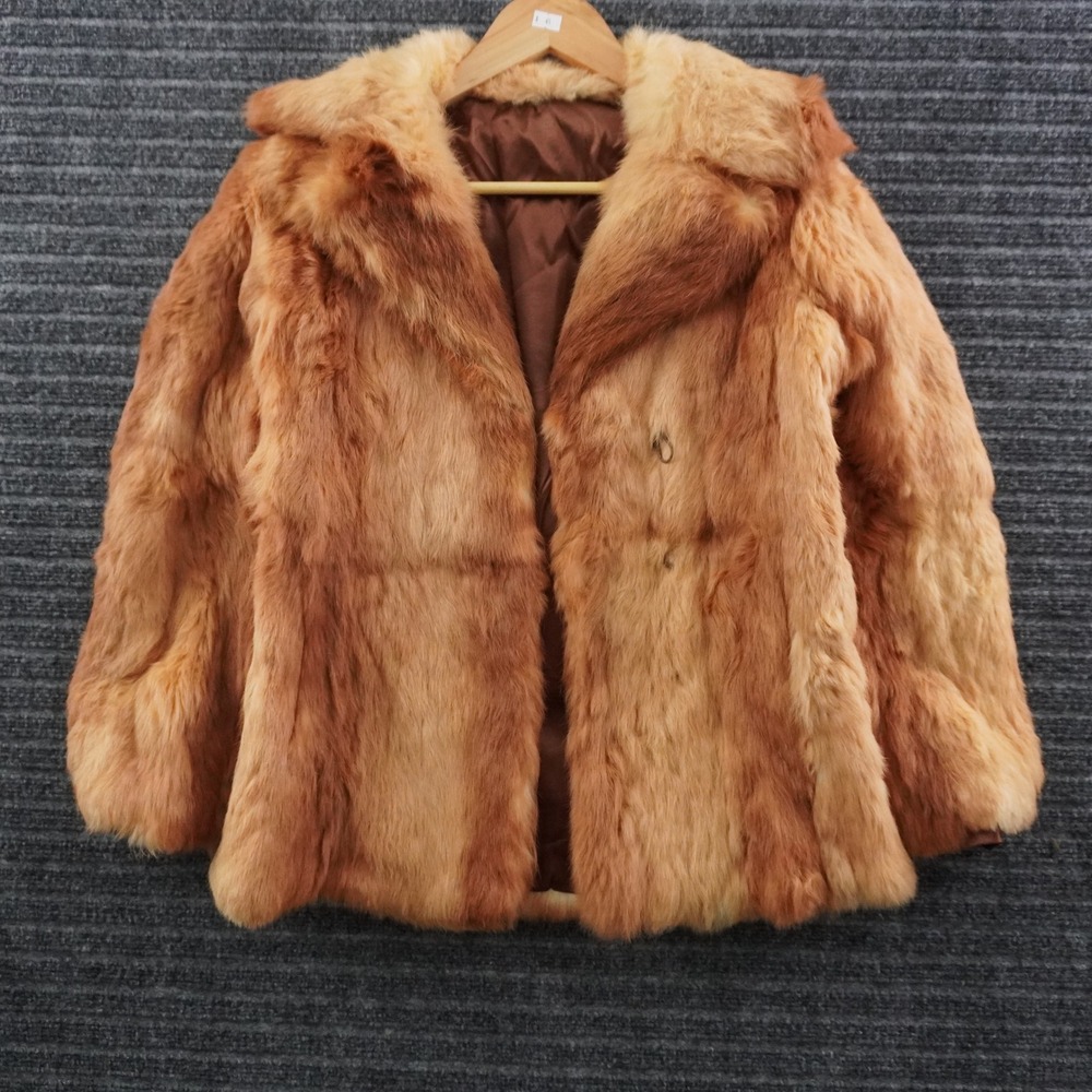 Vintage Fur Coat Women M Brown Real Red Fox Fur Plush Winter Outerwear